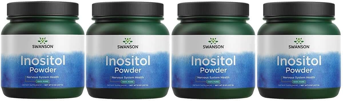 Swanson 100% Pure Inositol Powder - Natural Supplement for Focus and Relaxation - Nerve and Cellular Support - 8oz, Pack of 4