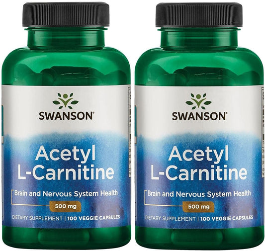 Swanson Acetyl-L-Carnitine Supplement for Cognitive Health & Muscle Support - Natural Formula for Nervous System Health - 200 Veggie Capsules