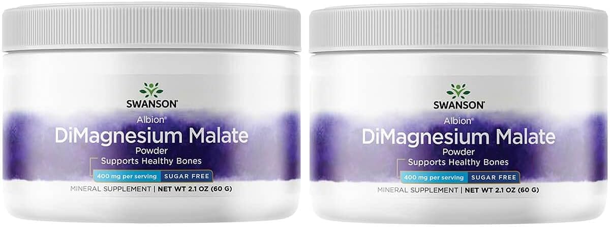 Swanson Albion Dimagnesium Malate Powder 2.1 oz (60 g) - Pack of 2