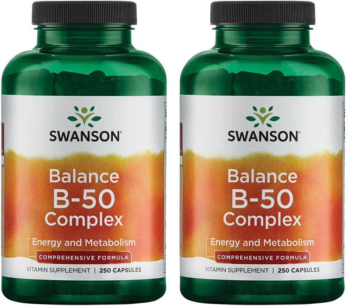 Swanson B-50 B-Complex Capsules - High-Potency Vitamin Formula for Immune, Heart, and Nervous System - 500 Capsules Total