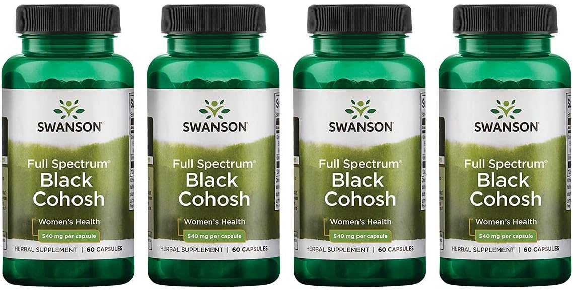 Swanson Black Cohosh Capsules 540mg, 60 Count (Pack of 4)