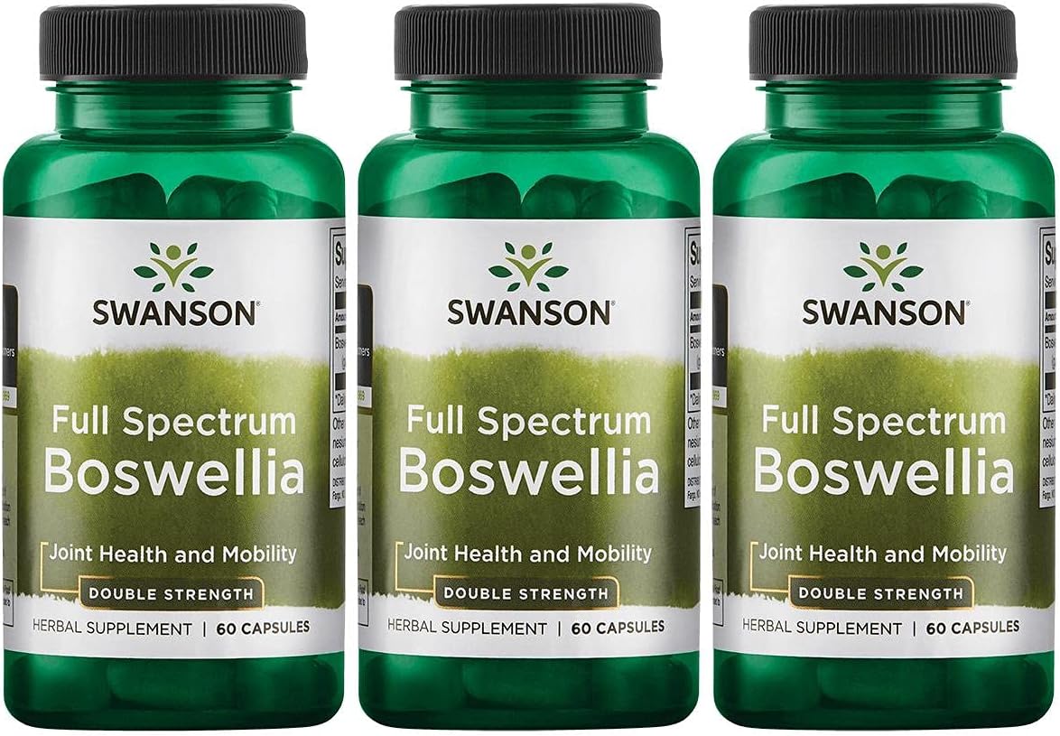 Swanson Boswellia Double Strength Herbal Supplement for Joint Support - Ayurvedic Herb for Flexibility & Mobility - 60 Capsules x 800mg (3 Pack)