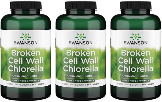 Swanson Broken Cell Wall Chlorella 500 mg 360 Tablets Triple Pack