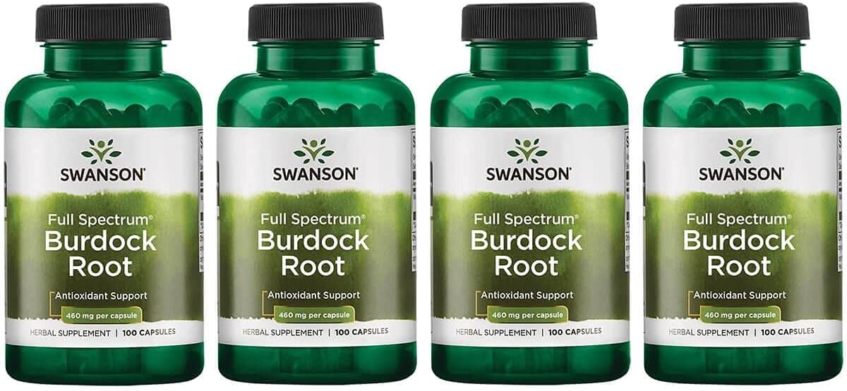 Swanson Burdock Root Detox Capsules - Kidney & Liver Support - Antioxidant Herbal Supplement - Boost Immune System - 100 Capsules x 4 Pack