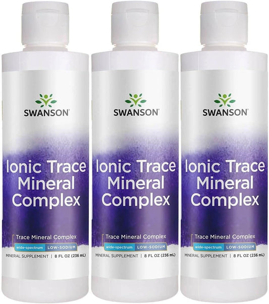 Swanson Concentrace Trace Mineral Drops 8oz - High Absorption Ionic Minerals for Energy, Hydration, Electrolyte Balance - Complete Mineral Complex - Magnesium, Potassium, Calcium - 3 Pack