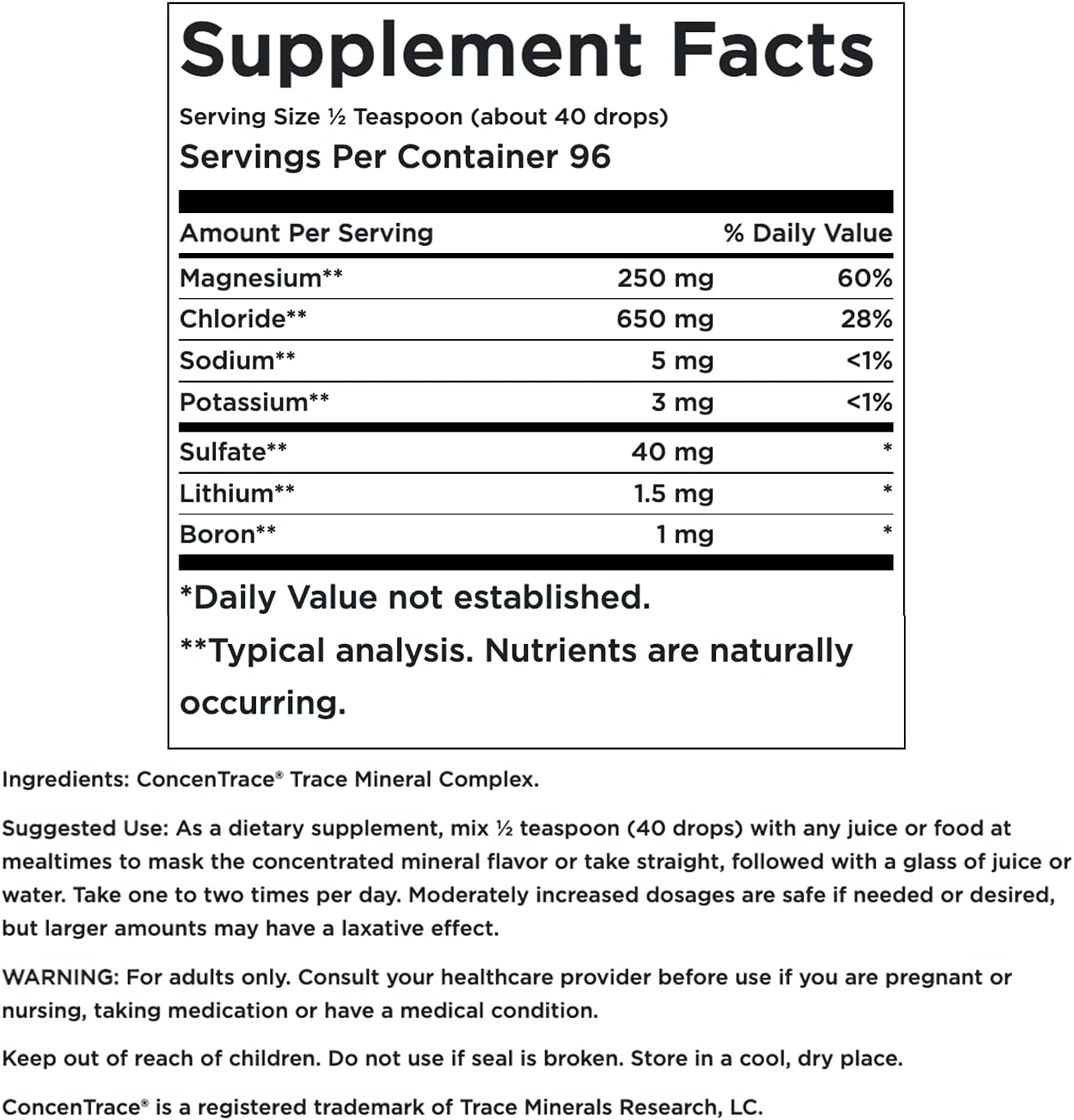 Swanson Concentrace Trace Mineral Drops 8oz - High Absorption Ionic Minerals for Energy, Hydration, Electrolyte Balance - Complete Mineral Complex - Magnesium, Potassium, Calcium - 3 Pack