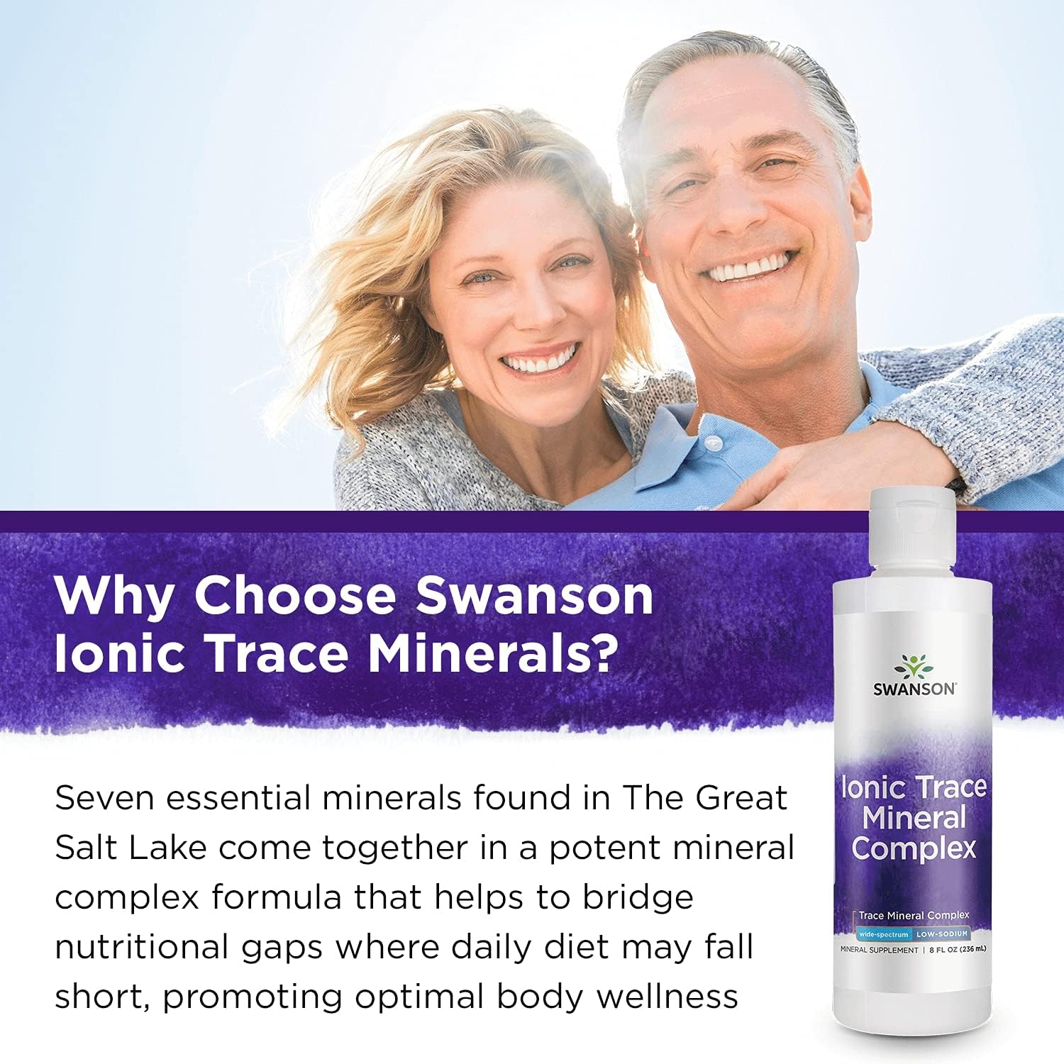 Swanson Concentrace Trace Mineral Drops 8oz - High Absorption Ionic Minerals for Energy, Hydration, Electrolyte Balance - Complete Mineral Complex - Magnesium, Potassium, Calcium - 3 Pack