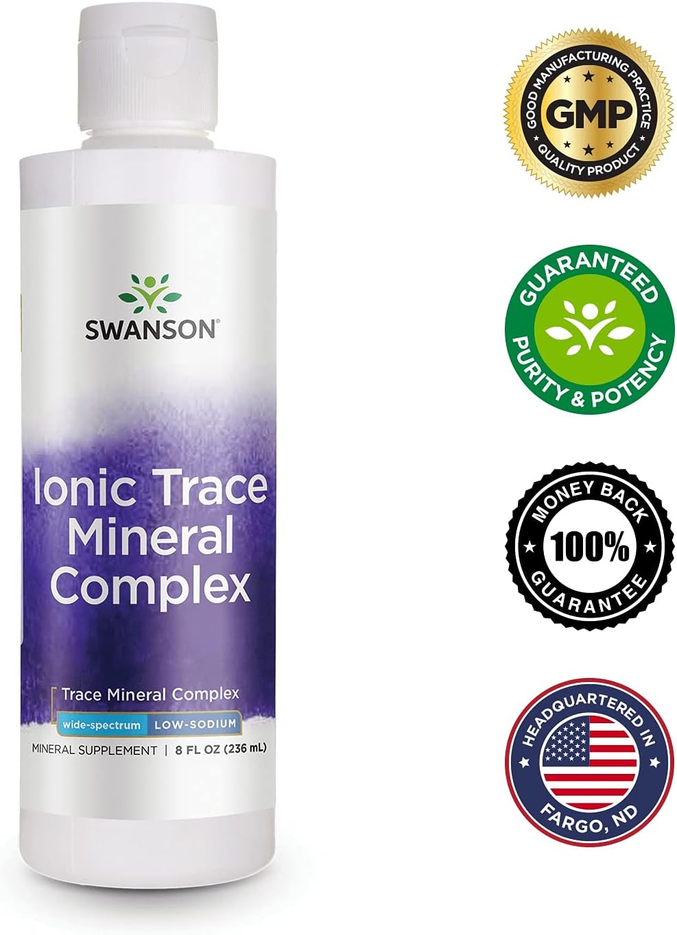 Swanson Concentrace Trace Mineral Drops 8oz - High Absorption Ionic Minerals for Energy, Hydration, Electrolyte Balance - Complete Mineral Complex - Magnesium, Potassium, Calcium - 3 Pack