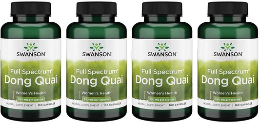 Swanson Dong Quai Capsules 530mg - 4 Pack (100 Capsules Each)
