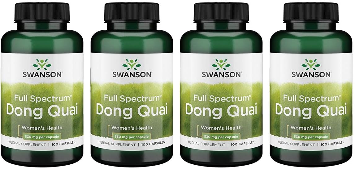 Swanson Dong Quai Capsules 530mg - 4 Pack (100 Capsules Each)