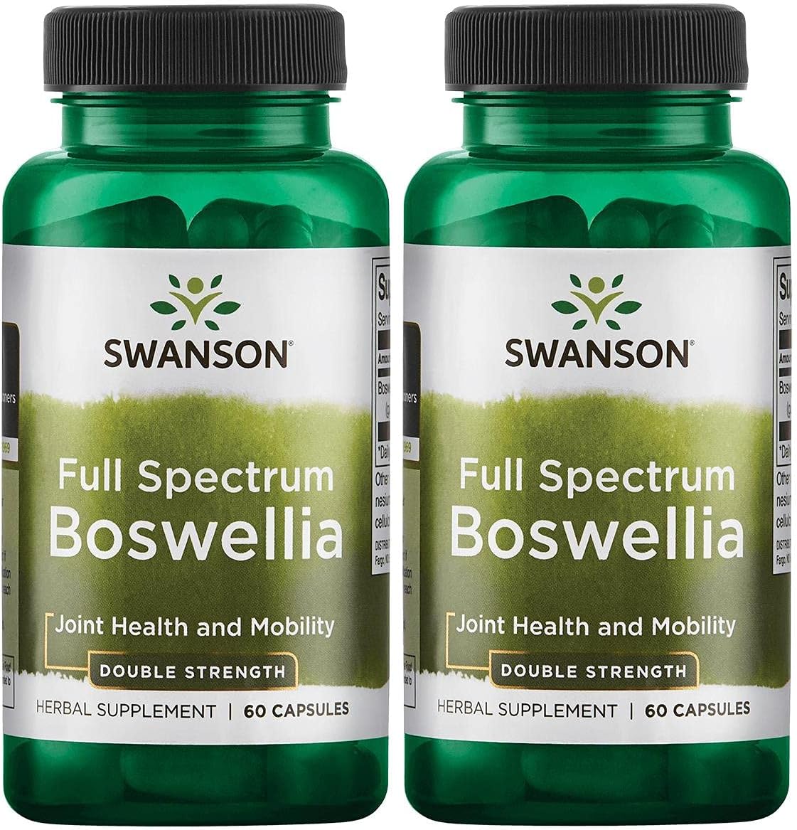 Swanson Double Strength Boswellia Supplement for Joint Support - Ayurvedic Herb for Flexibility & Mobility - 2 Pack of 60 Capsules, 800mg Each