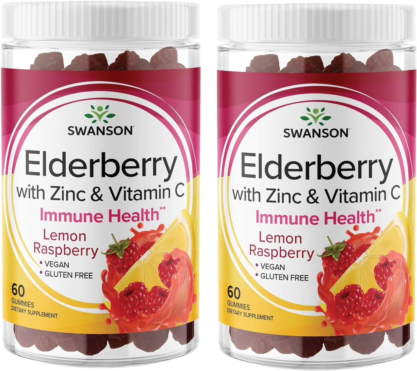 Swanson Elderberry Gummies with Zinc and Vitamin C - 120 Gummies - Immune Support Supplement for Healthy Immune System - 2 Pack