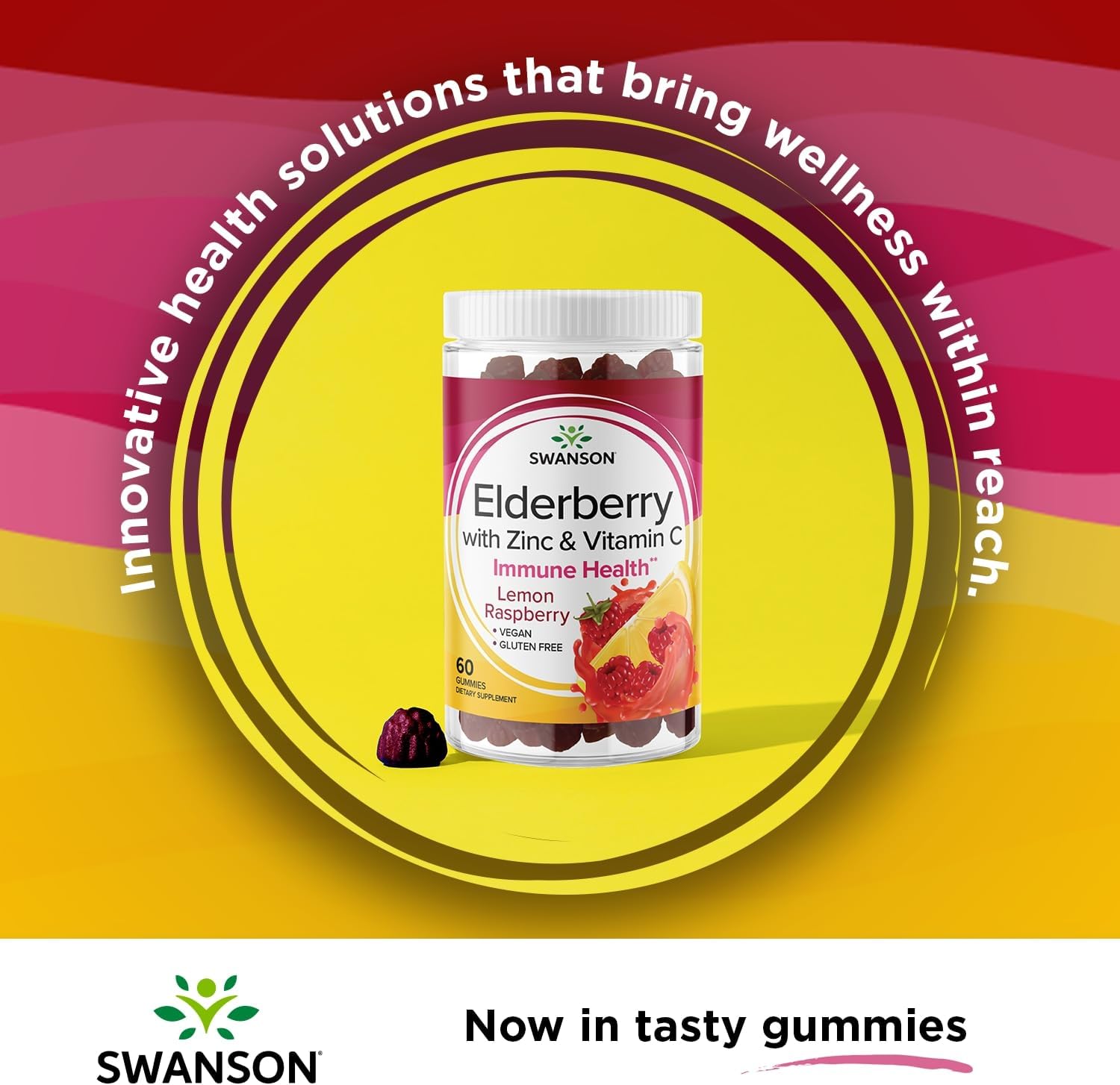 Swanson Elderberry Gummies with Zinc and Vitamin C - 120 Gummies - Immune Support Supplement for Healthy Immune System - 2 Pack