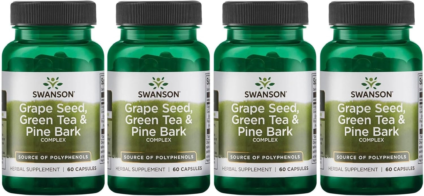 Swanson Grape Seed, Green Tea, & Pine Bark Complex - Cardiovascular Support Supplement - Antioxidant Blend for Heart Health - 240 Capsules
