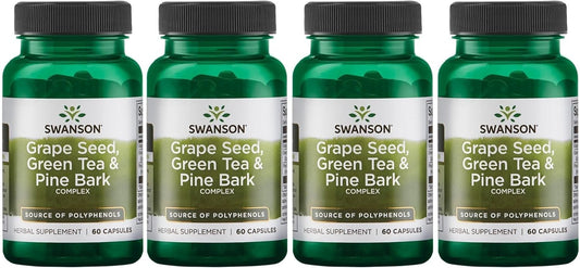Swanson Grape Seed, Green Tea, & Pine Bark Complex - Cardiovascular Support Supplement - Antioxidant Blend for Heart Health - 240 Capsules
