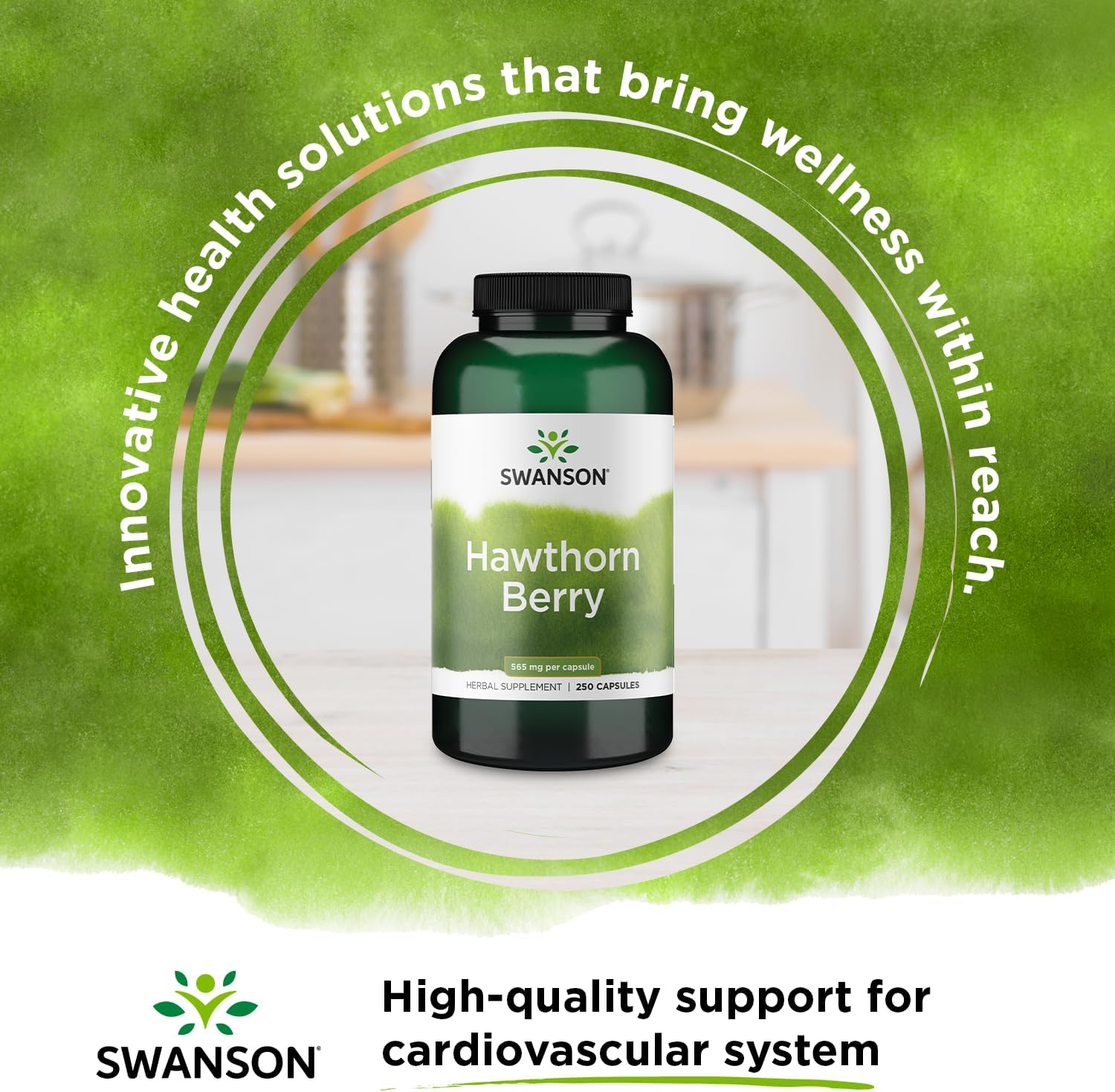 Swanson Hawthorn Berry Capsules - Antioxidant & Circulation Support - 250 Count, 565 mg