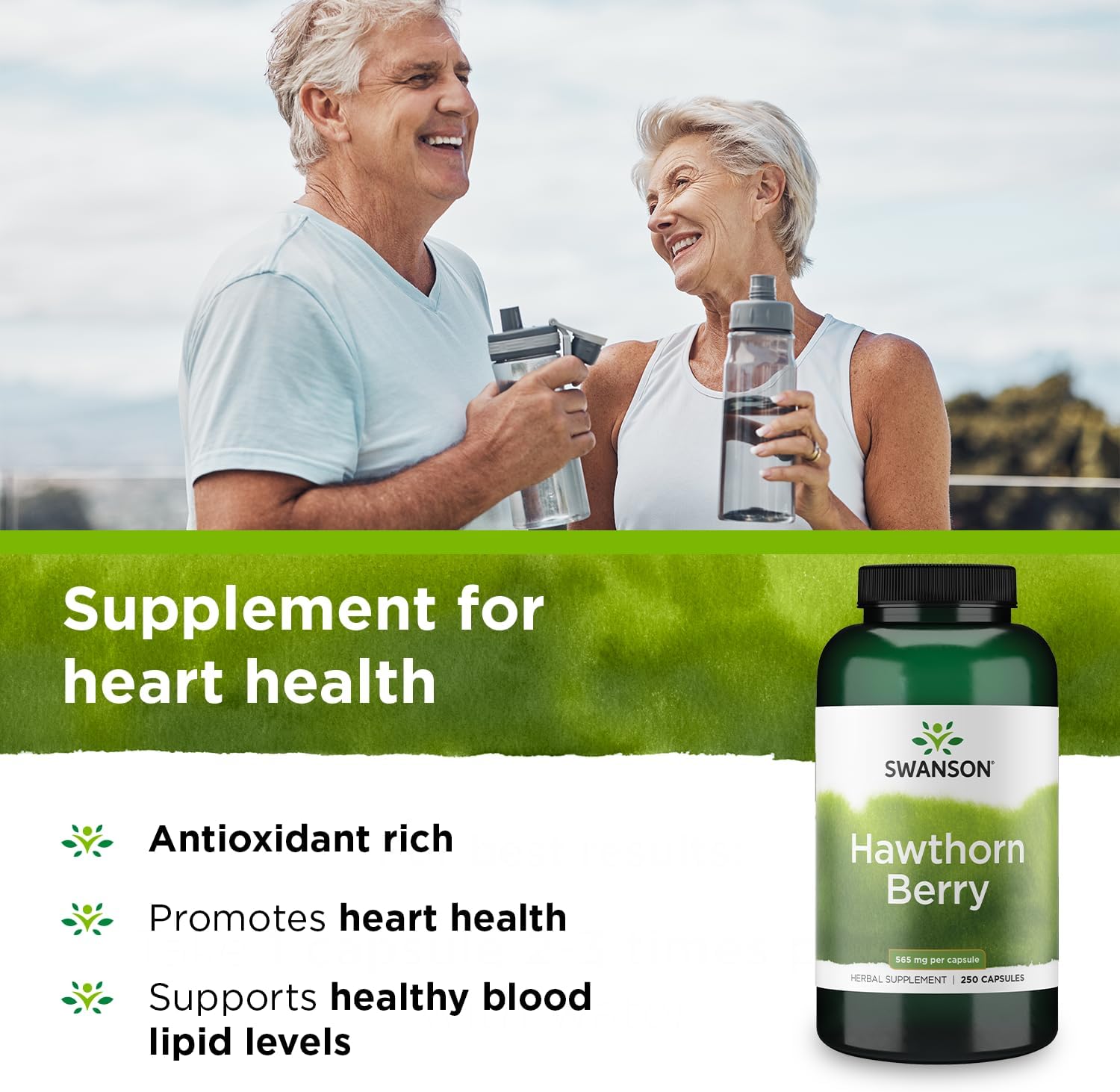 Swanson Hawthorn Berry Capsules - Antioxidant & Circulation Support - 250 Count, 565 mg