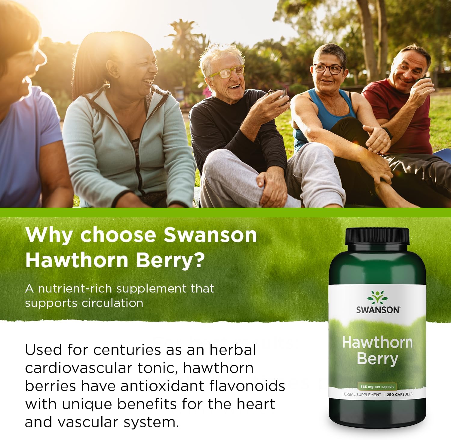 Swanson Hawthorn Berry Capsules - Antioxidant & Circulation Support - 250 Count, 565 mg
