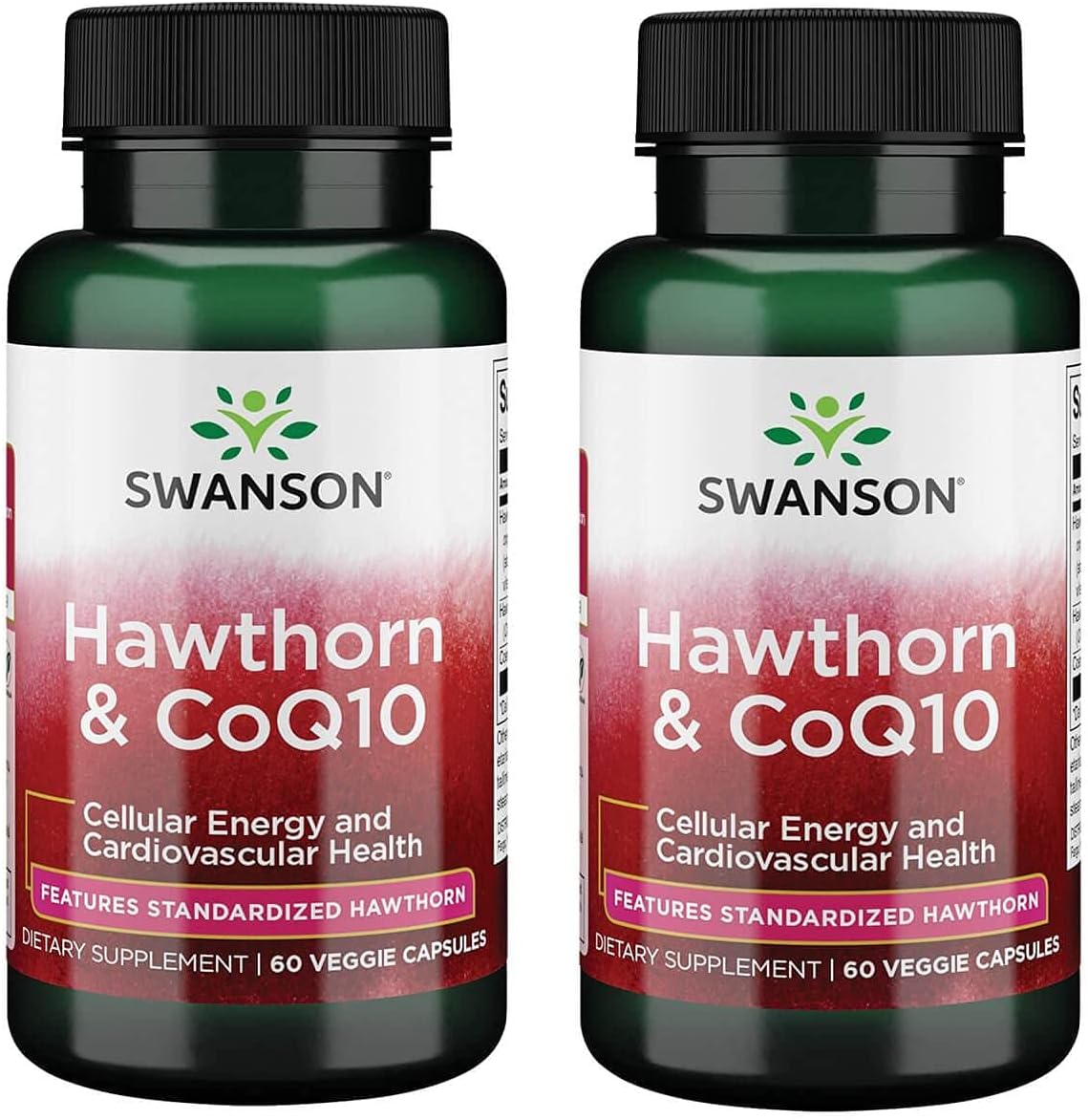 Swanson Hawthorn & Coq10 60 Veg Capsules - Pack of 2 for Heart Health Support