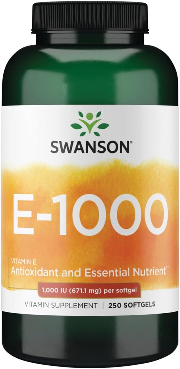 Swanson High-Potency Natural Vitamin E Supplement 1000 IU (671.10mg) - 250 Softgels