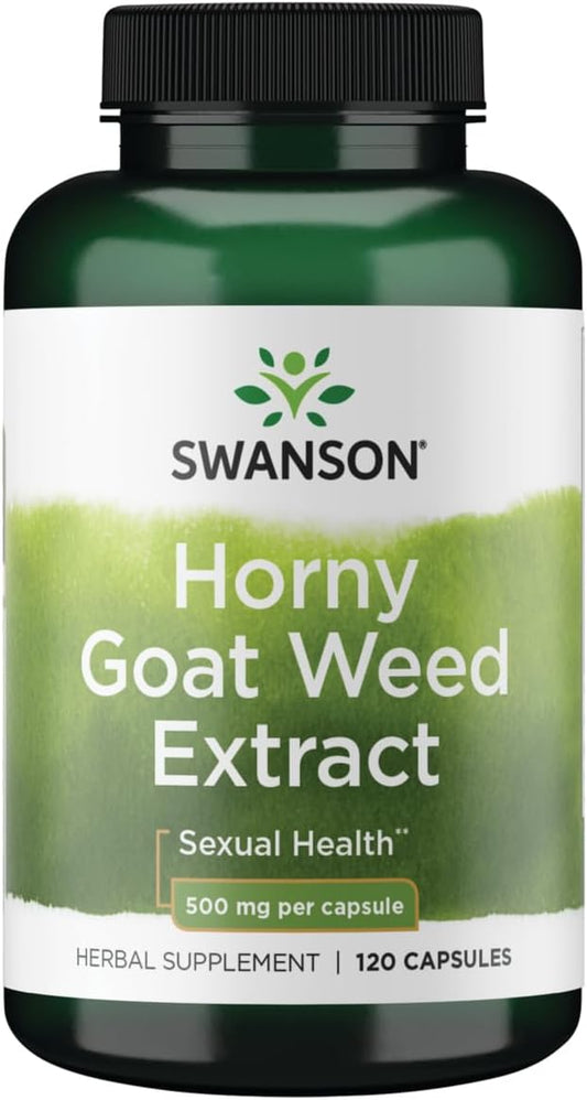 Swanson Horny Goat Weed Extract 500mg 120 Capsules - Natural Libido Enhancer Supplement
