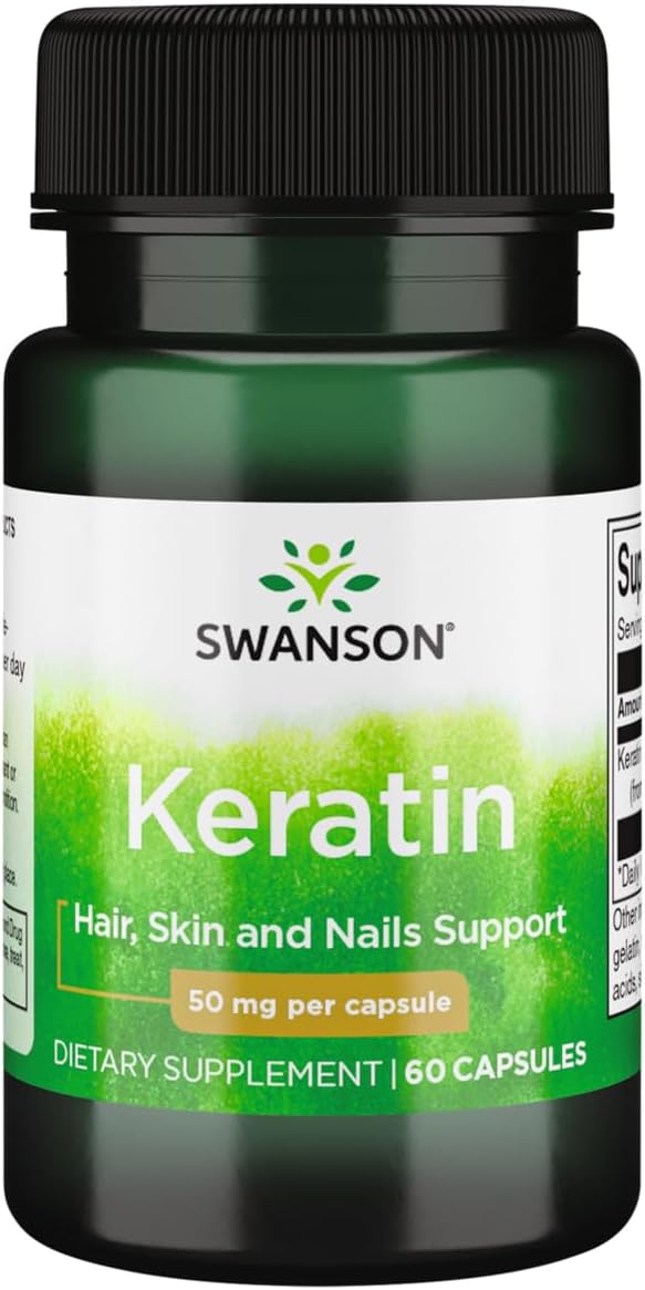 Swanson Keratin Capsules - Natural Tibetan Wool Supplement for Healthy Joints, Hair, Skin & Nails - Supports Connective Tissue Health - 60 Capsules, 50mg