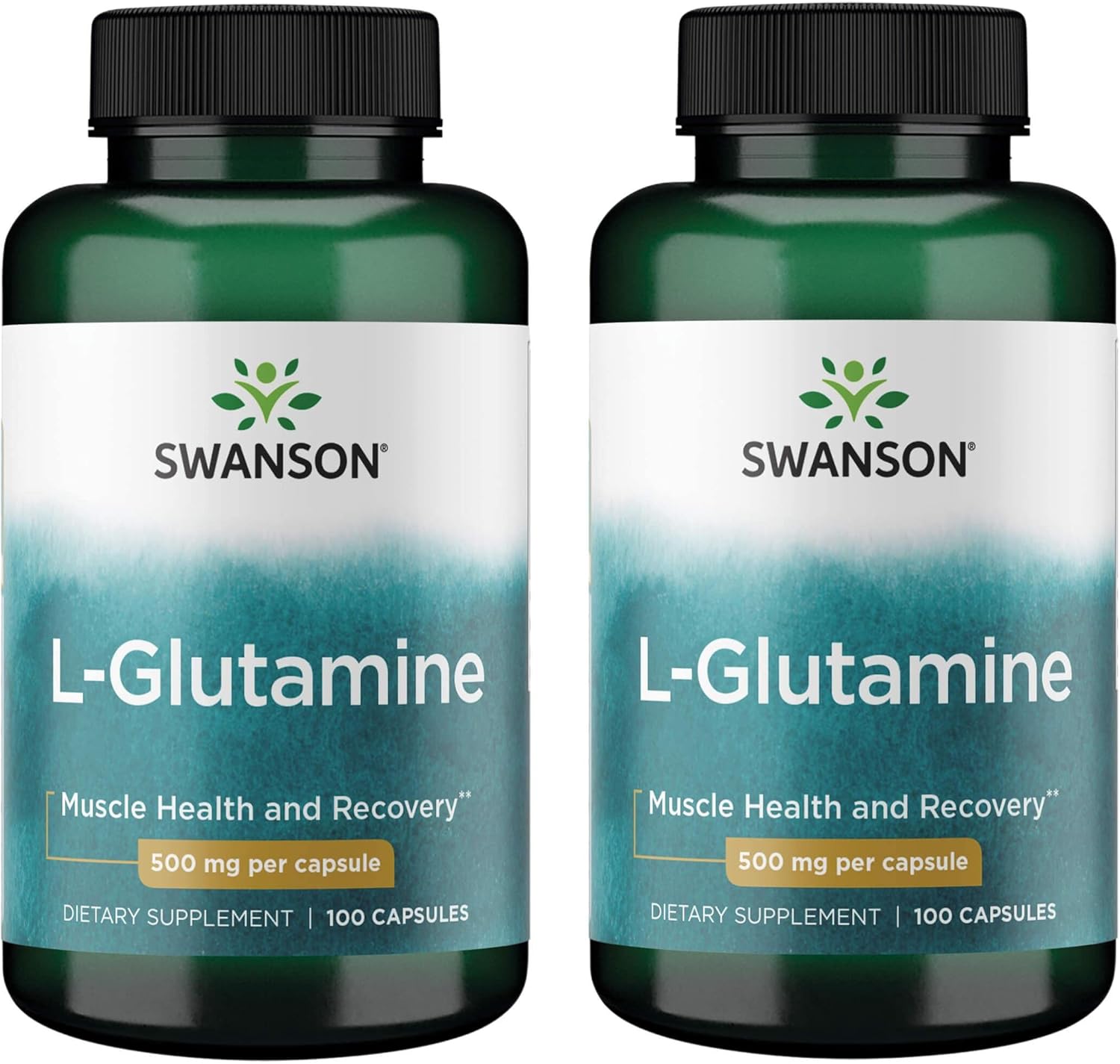 Swanson L-Glutamine Amino Acid Capsules 500mg - 100 Count (2 Pack)