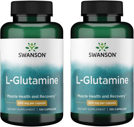 Swanson L-Glutamine Amino Acid Capsules 500mg - 100 Count (2 Pack)