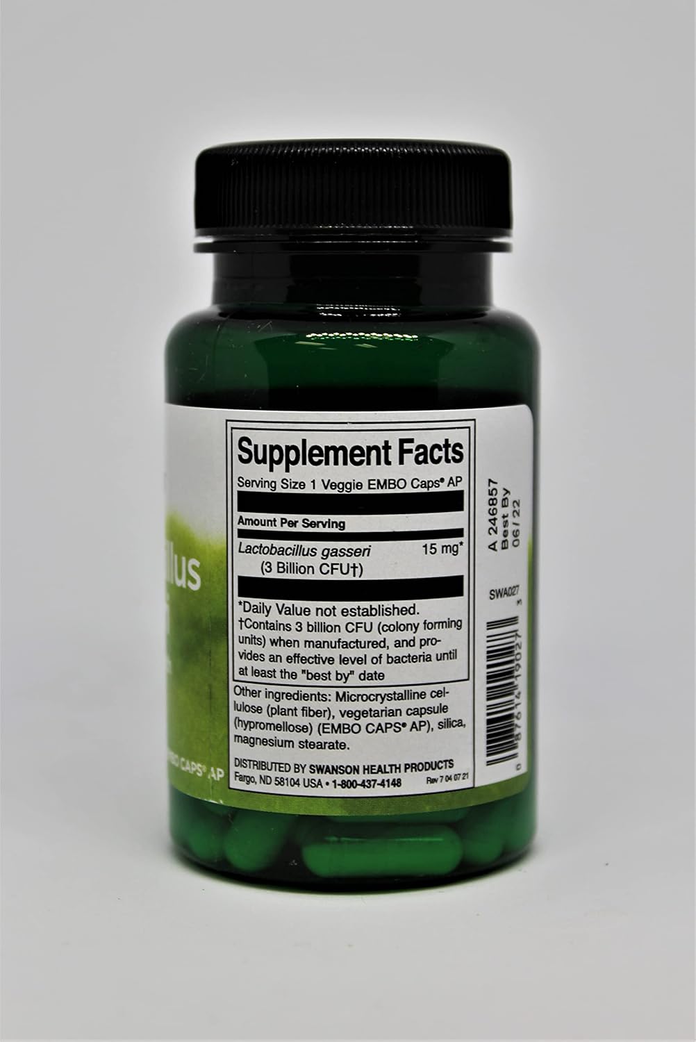 Swanson Lactobacillus Gasseri Probiotic Supplement - 3 Billion CFU for Digestive Health - Satiety & Fat Metabolism Support - 240 Veggie Capsules