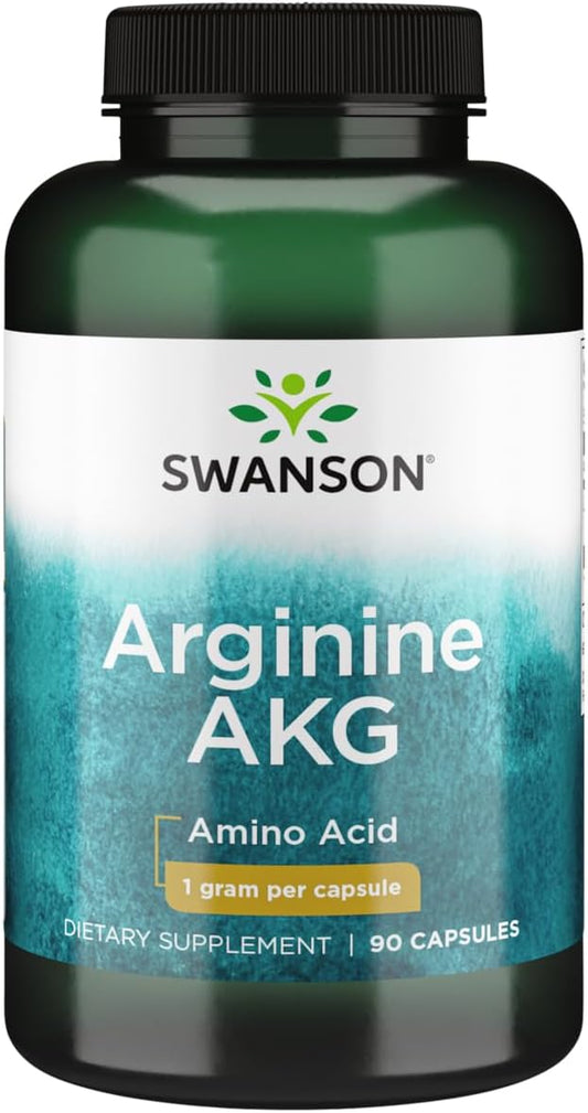 Swanson Maximum Strength Arginine AKG Nitric Oxide Enhancer 1000mg 90 Capsules - Amino Acid Supplement