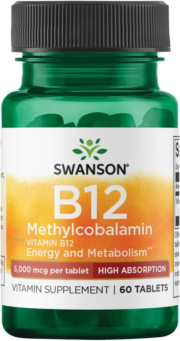 Swanson Methylcobalamin Vitamin B-12 5000 mcg Tablets for High Absorption - 60 Count