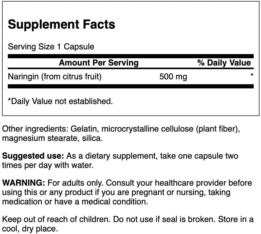 Swanson Naringin Supplement 500mg - 60 Capsules for Antioxidant Support & Immune Health