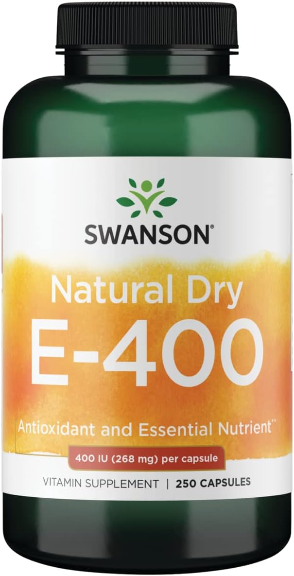Swanson Natural Dry Vitamin E 400 IU (180.2mg) - 250 Capsules for Antioxidant Support
