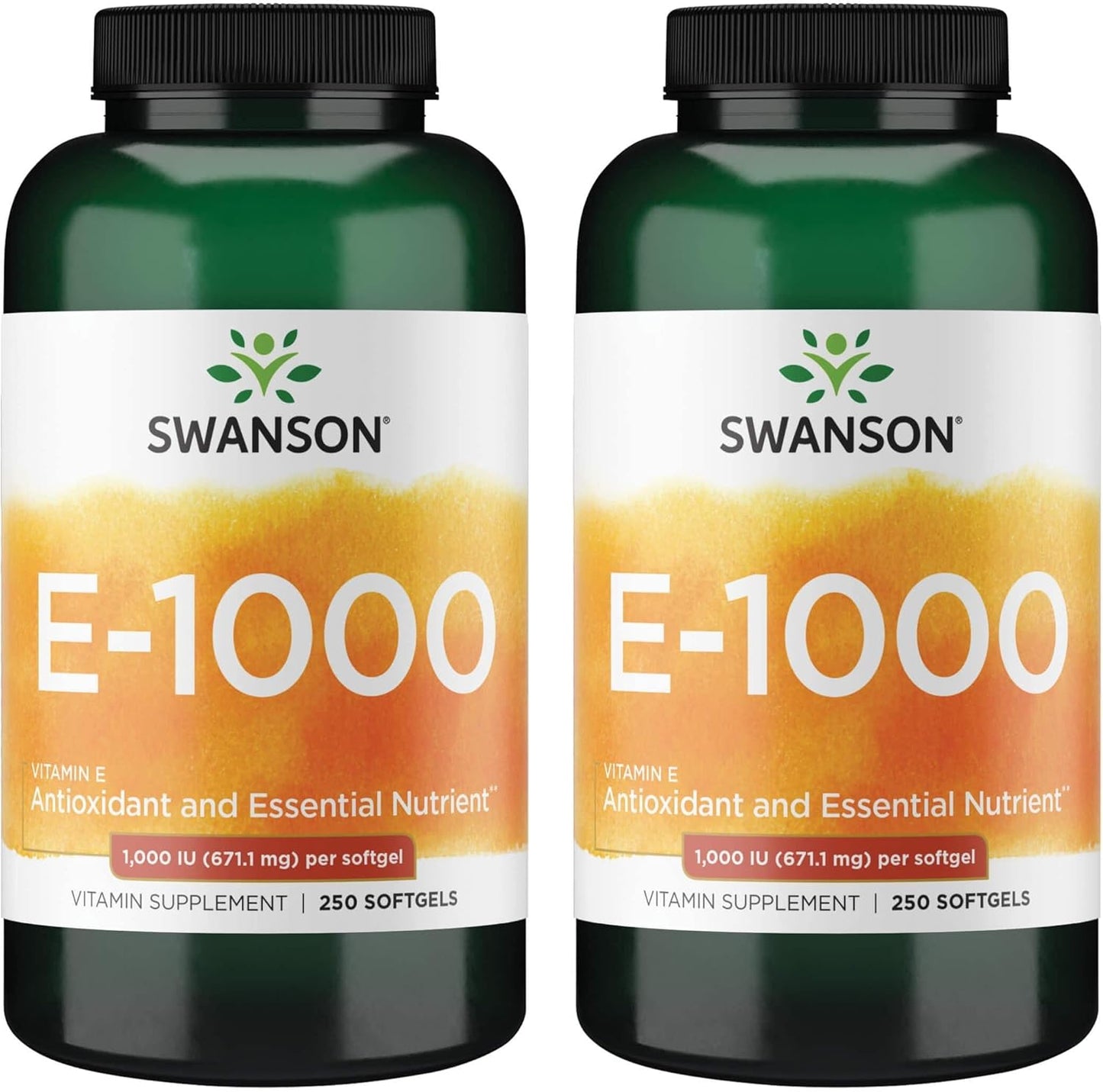 Swanson Natural Vitamin E 1000 IU (671.10 mg) 250 Softgels - Pack of 2