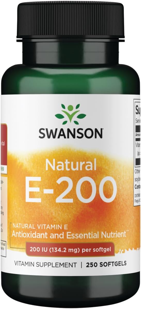 Swanson Natural Vitamin E 200 IU Softgels for Heart Health & Tissue Protection - Essential Nutrient for Overall Wellness