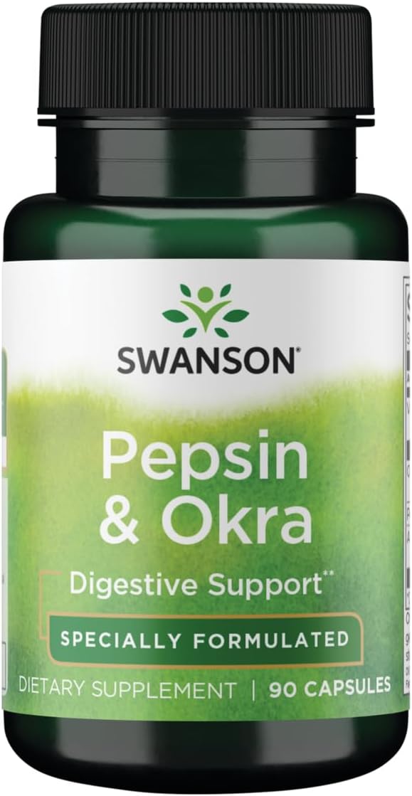 Swanson Okra Pepsin Capsules - 90 Count, Digestive Enzyme Supplement