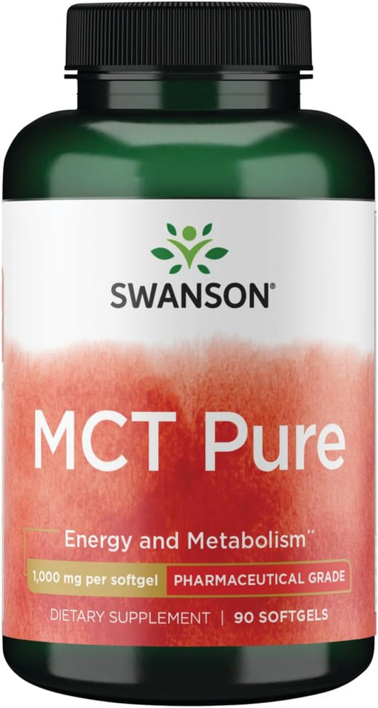Swanson Pharmaceutical Grade MCT Oil Softgels - 1000mg, 90 Count - Pure Medium Chain Triglycerides