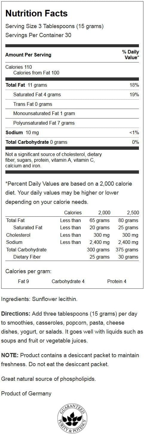 Swanson Premium Sunflower Lecithin Powder Non-GMO - 16 oz