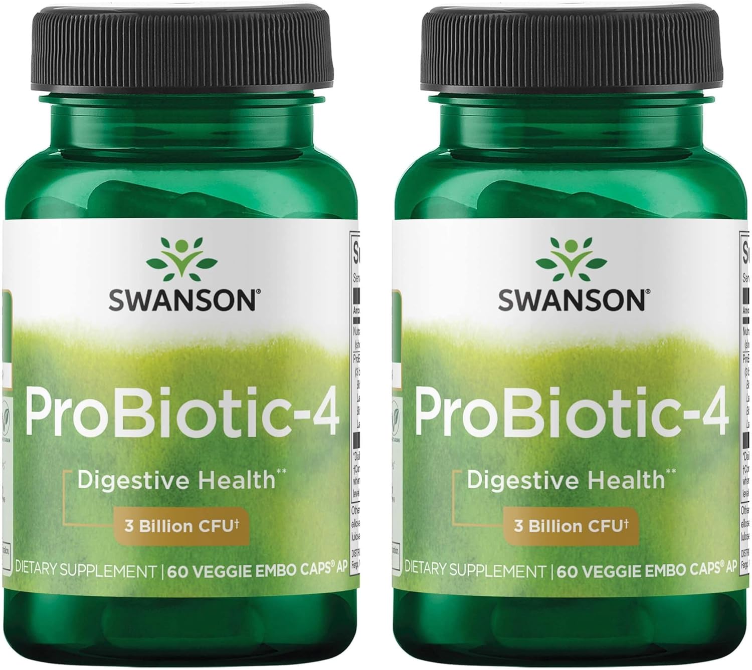 Swanson Probiotic-4 3 Billion CFU 60 Veg Capsules - Pack of 2