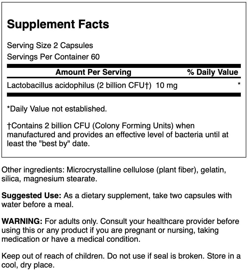 Swanson Probiotic Capsules - 1 Billion CFU for Digestive Health & Bowel Regularity - Natural Formula for Daily Wellness - 120 Count