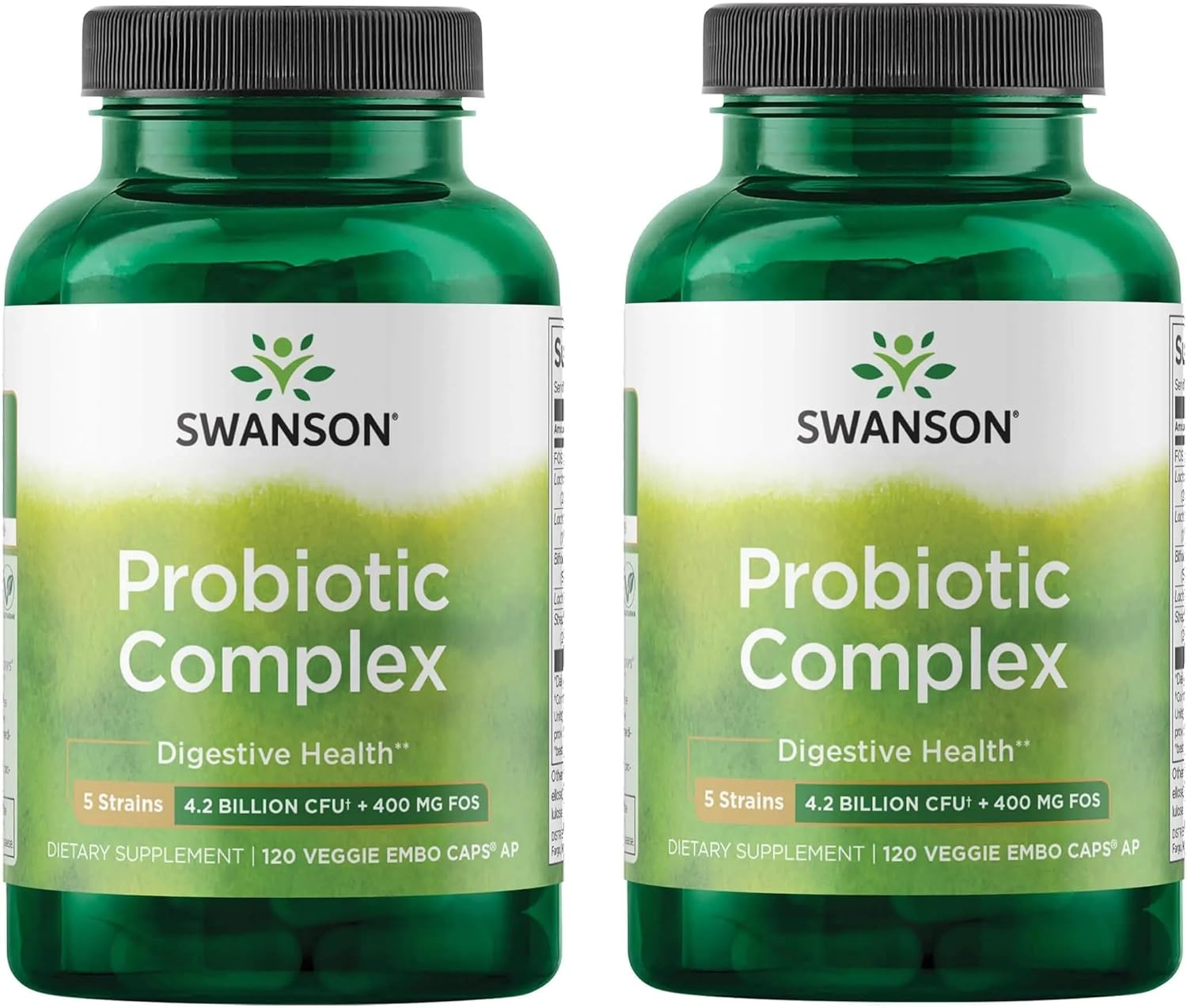 Swanson Probiotic Complex 4.2 Billion CFU 5-Strain Supplement for Digestive Health, Fat Metabolism, and Satiety - 120 Veggie DRcaps (2 Pack)