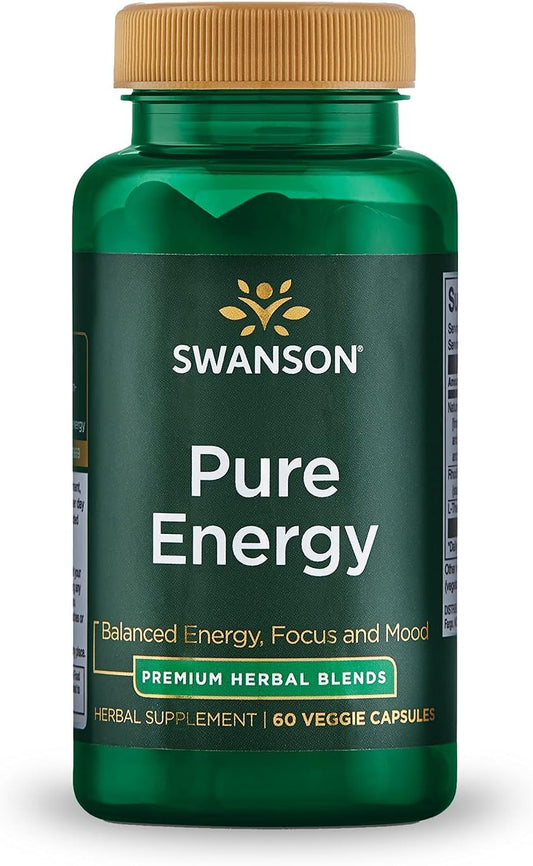 Swanson Pure Energy Herbal Supplement for Metabolism, Concentration, and Mood Support - 60 Vegan Capsules