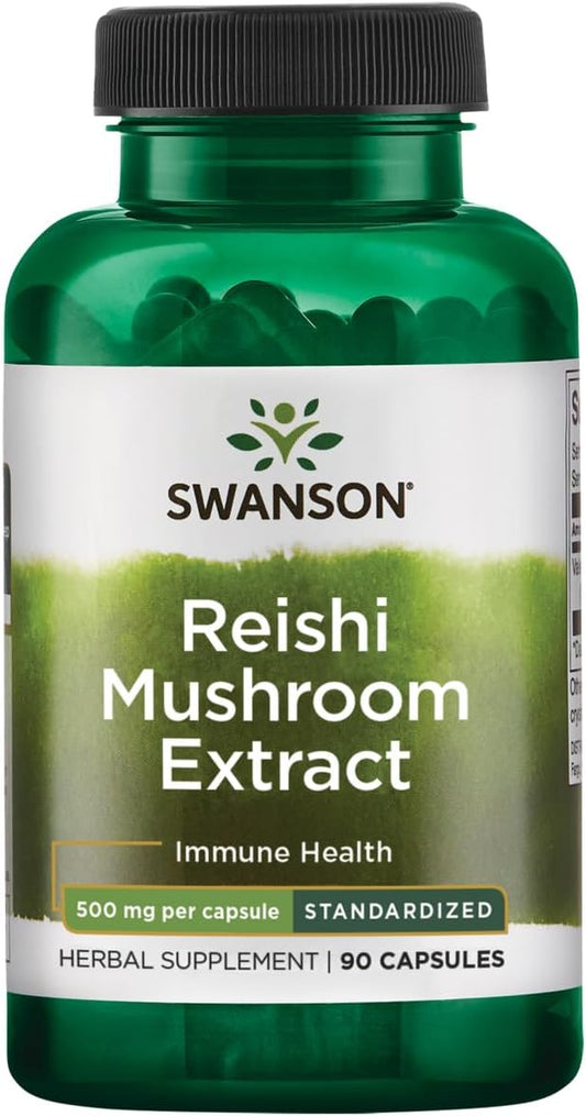 Swanson Reishi Mushroom Extract Capsules - 500mg, 90 Count, Immune Support Supplement