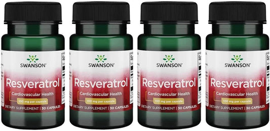 Swanson Resveratrol 100mg Capsules - Pack of 4