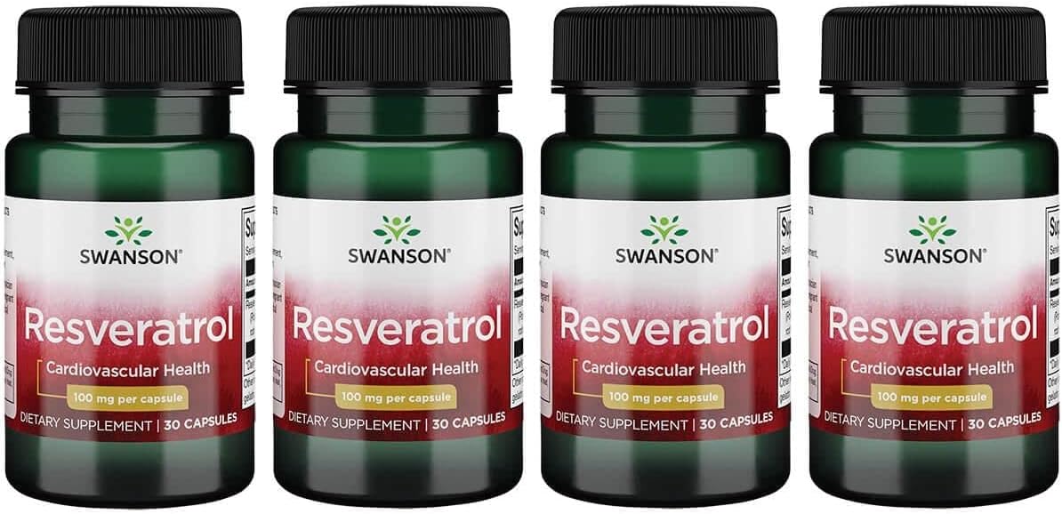 Swanson Resveratrol 100mg Capsules - Pack of 4