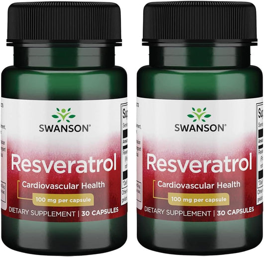 Swanson Resveratrol 100mg Capsules - Pack of 60 - Antioxidant Supplement for Heart Health and Longevity
