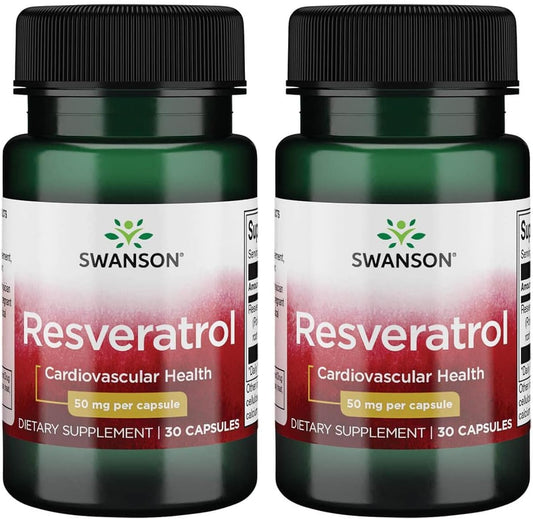 Swanson Resveratrol 50mg Capsules - Pack of 60 - High Potency Antioxidant Supplement
