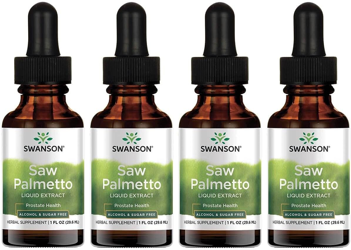 Swanson Saw Palmetto Liquid Extract - Alcohol and Sugar-Free - 1 fl Ounce (29.6 ml) - 4 Pack