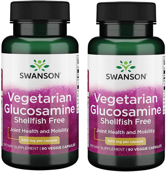Swanson Shellfish-Free Vegetarian Glucosamine Capsules 500mg - 2 Pack of 90 Veg Capsules