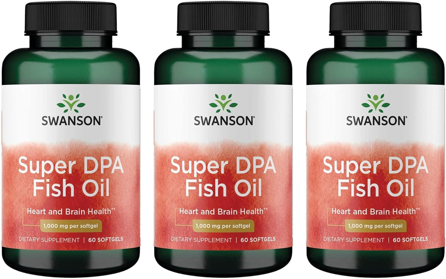 Swanson Super DPA Fish Oil Softgels 1,000mg - 180 Count - Pack of 3